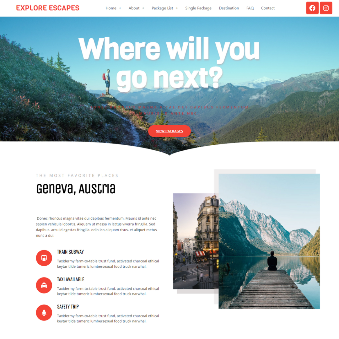travel agent website template