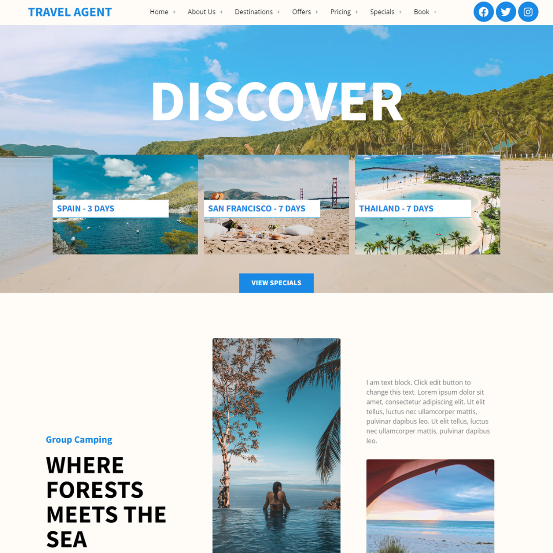 travel agent website template